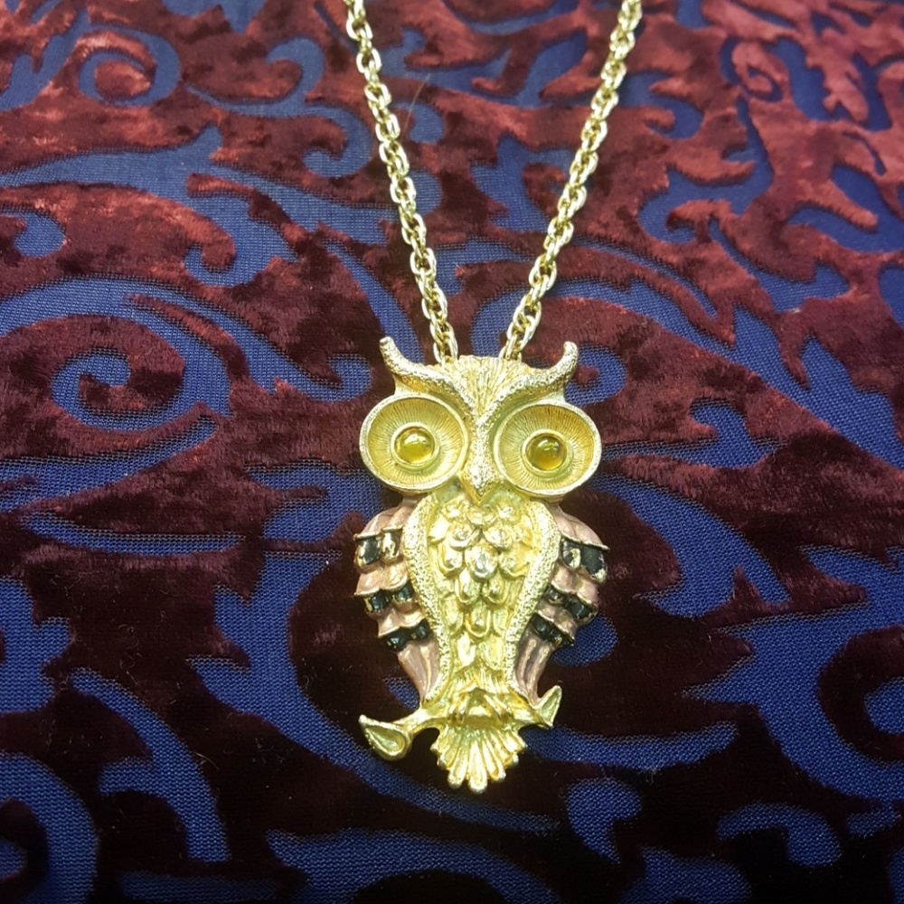 HMS Owl Necklace Vintage 11.5" L